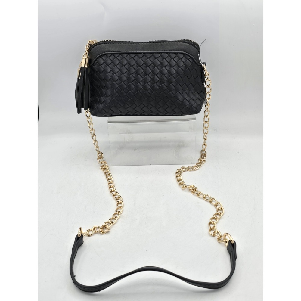 NEW Women Crossbody Bag - Small - Black With Gold Hardware &‎ Zip Closure